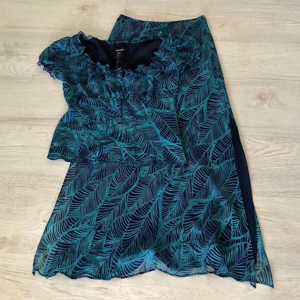 Express Silk Sheer Maxi Skirt & Blouse Dress Set - Picture 2 of 8